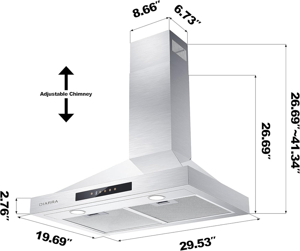 30 inch 450 CFM Stainless Steel Vent Hood T593