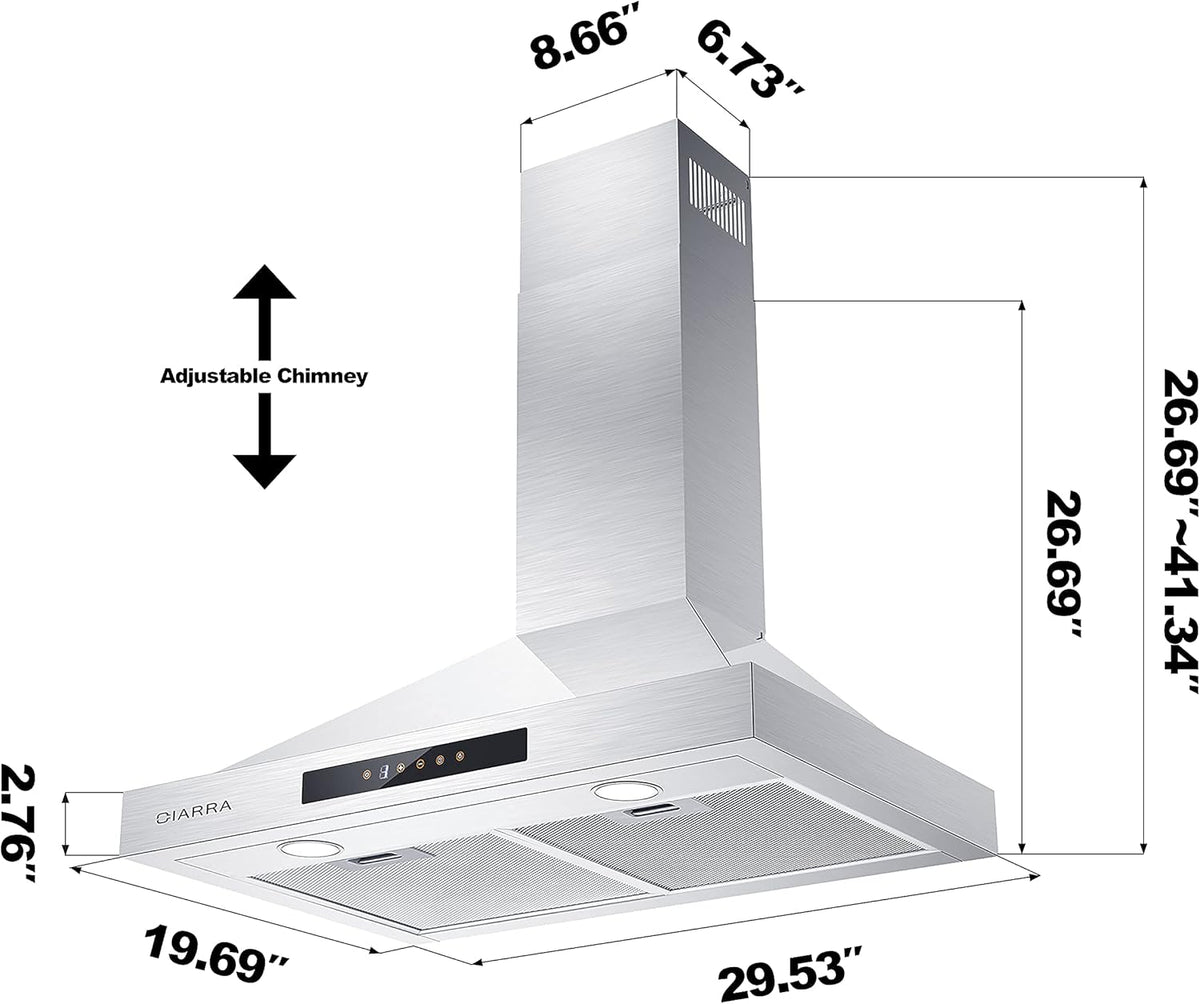 30 inch 450 CFM Stainless Steel Vent Hood T593