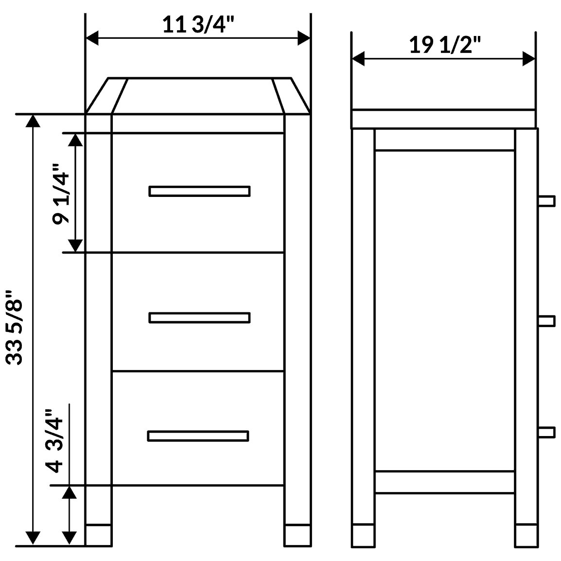 White 11 3/4 in. Wide Vanity Drawer Base M142646