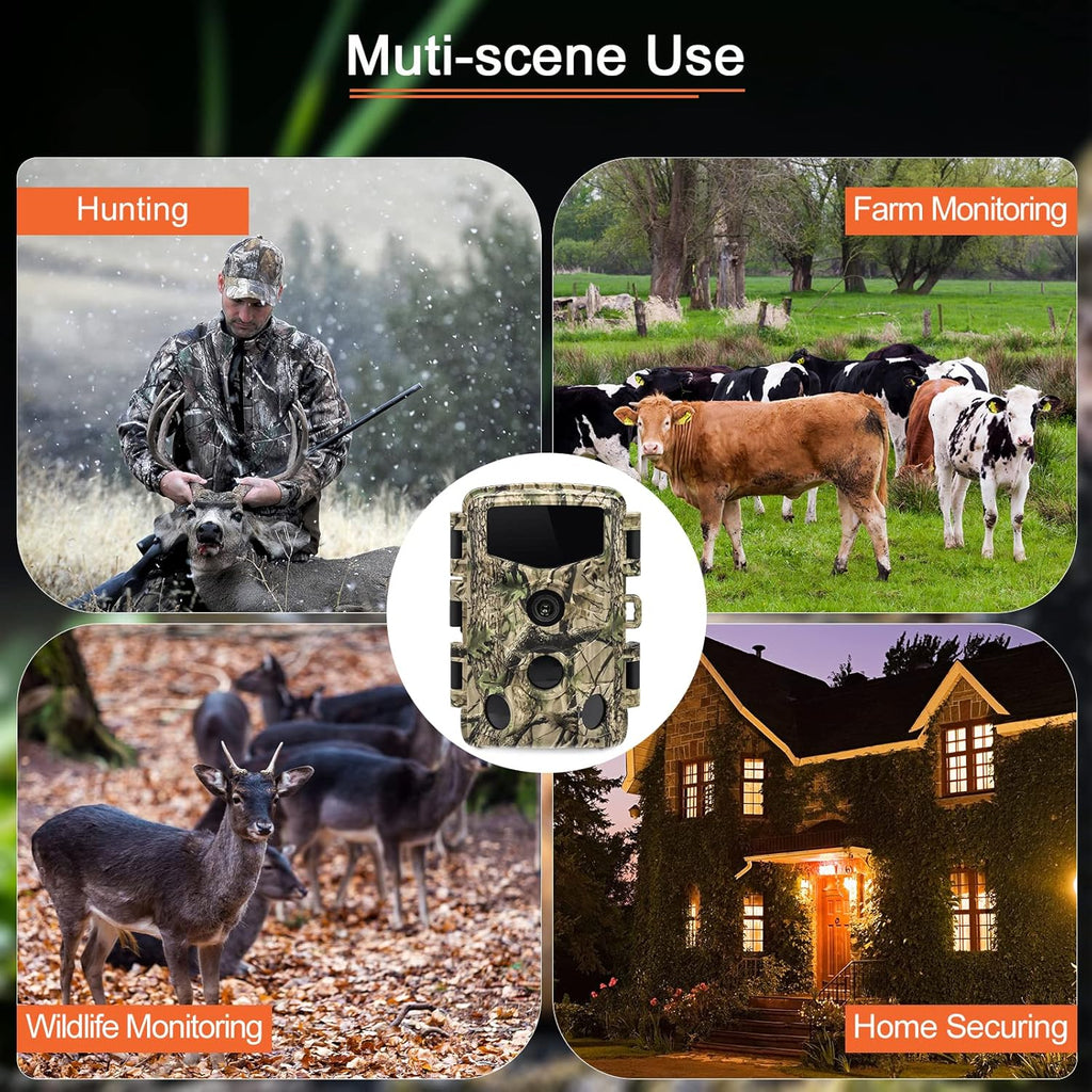 4K 32MP Trail Camera with Low Glow Night Vision N407974