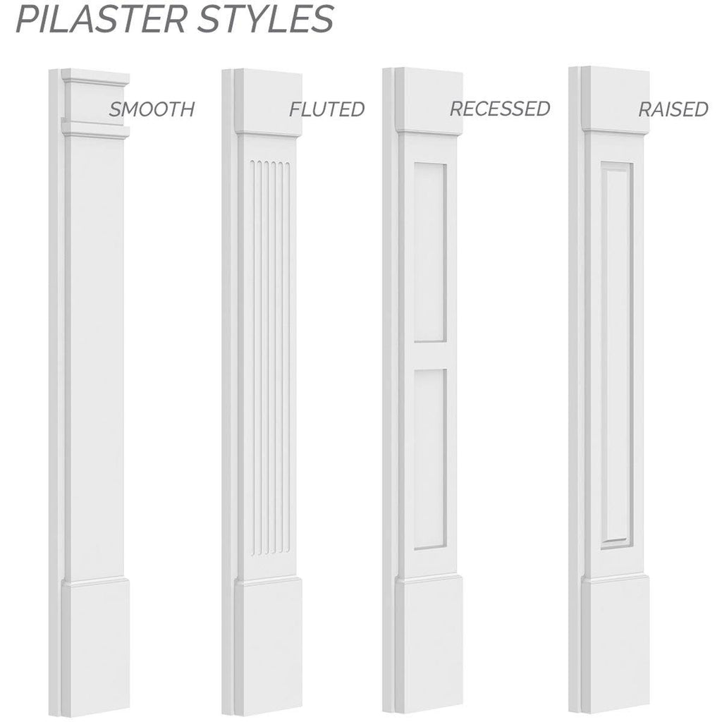 Raised Panel PVC Pilaster with Capital and Base (Pair) D71686