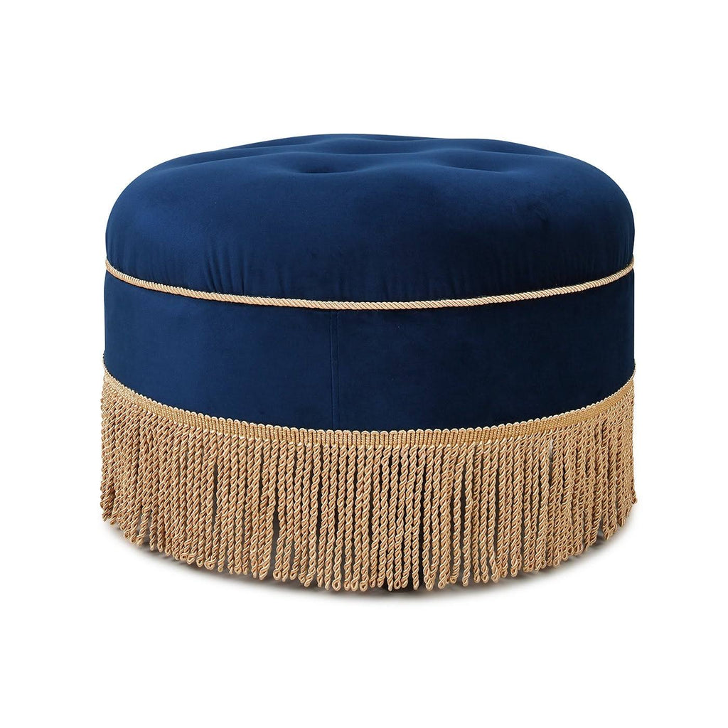 Off White Tufted Round Ottoman I1326