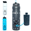 Glass Water Bottle with Filter, Borosilicate Glass with Silicone Sleeve, BPA Free X708