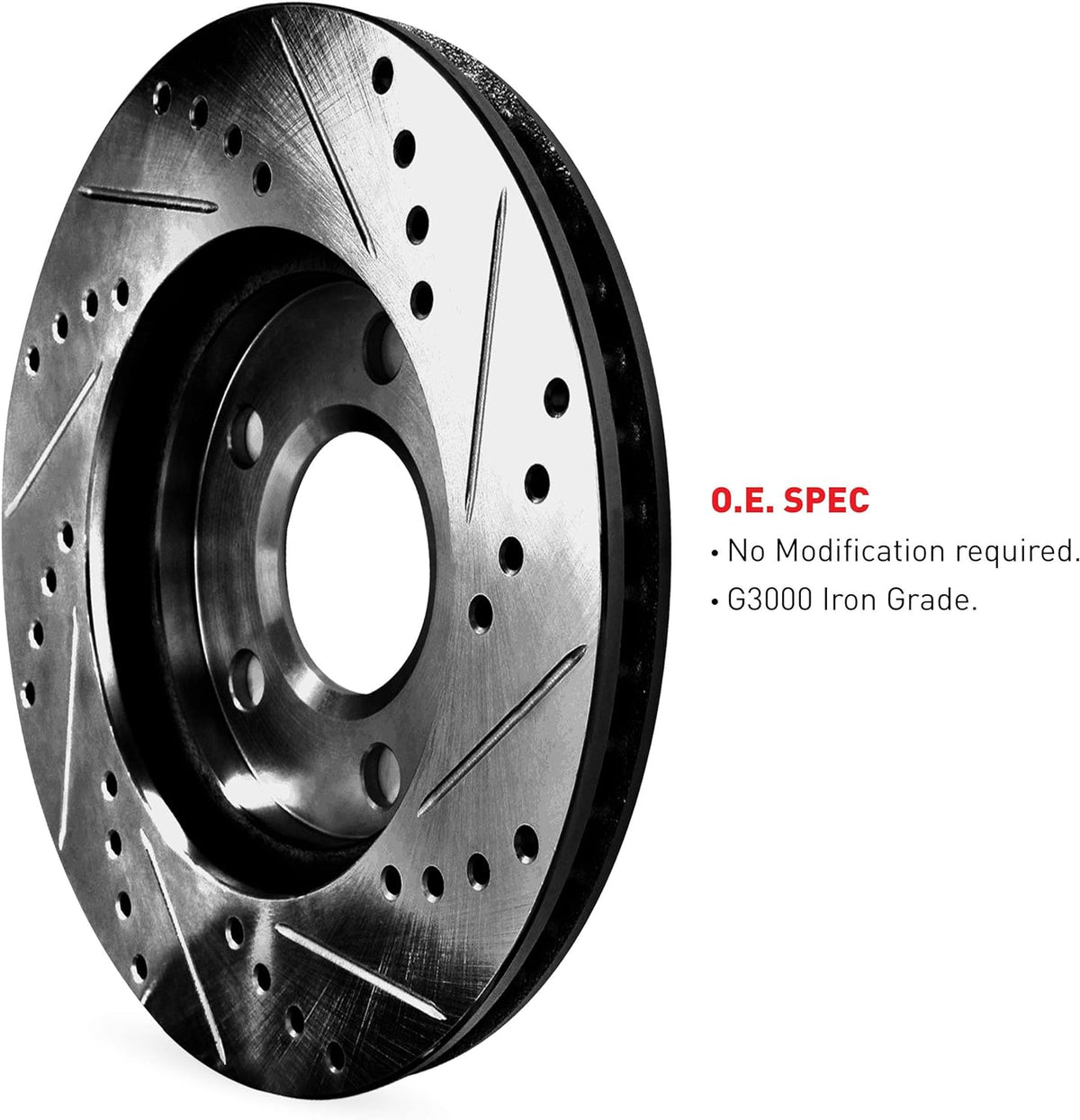 Front Black Drilled and Slotted Brake Rotors with Semi-Metallic Brake Pads R7017