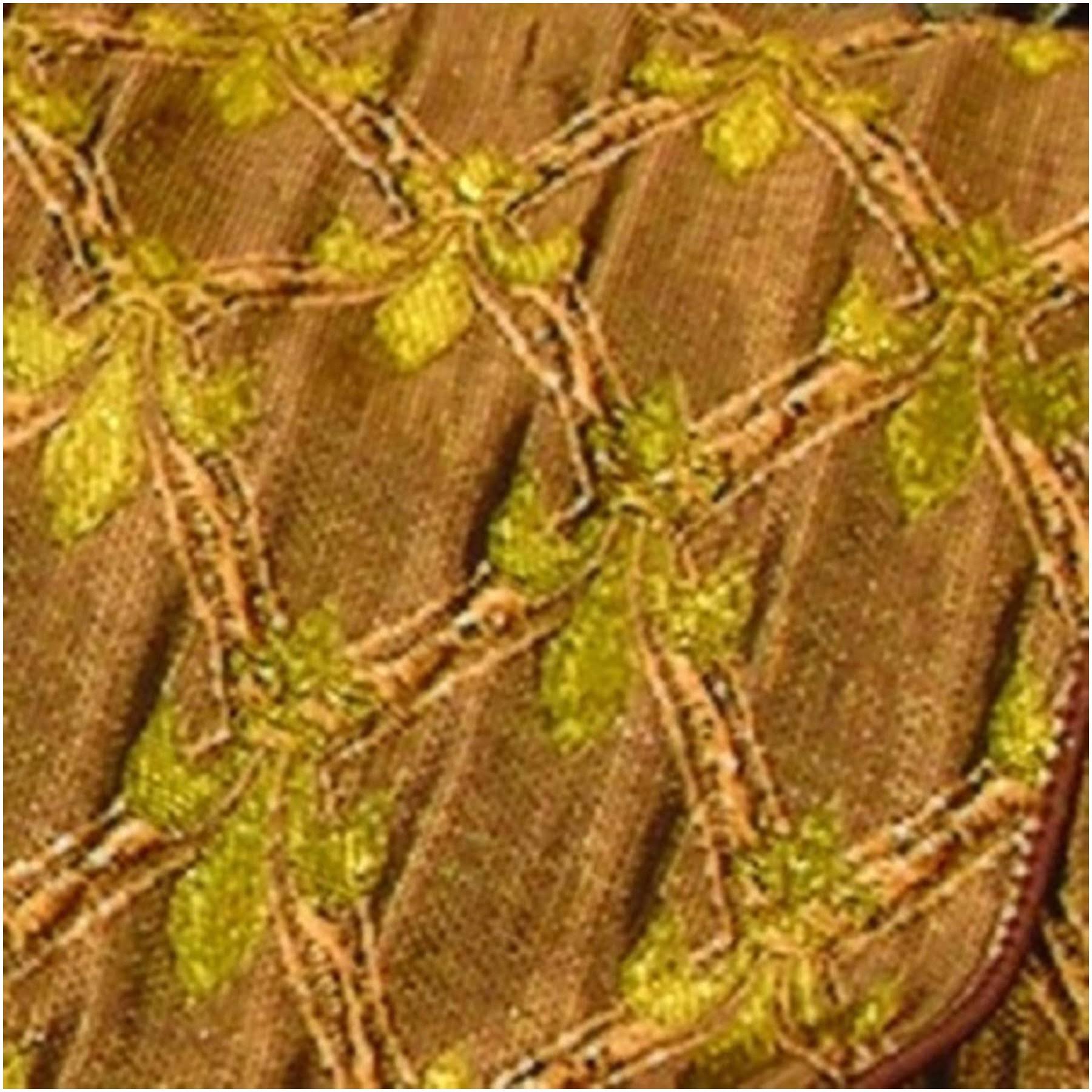Brown and Gold Fleur De Lis Wired Craft Ribbon 20 Yards S108