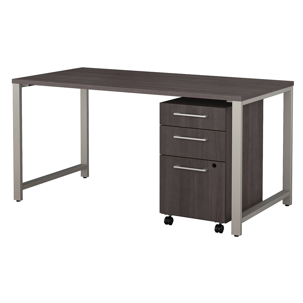 60W x 30D Table Desk with 3 Drawer Mobile File Cabinet, Storm Gray Y34603