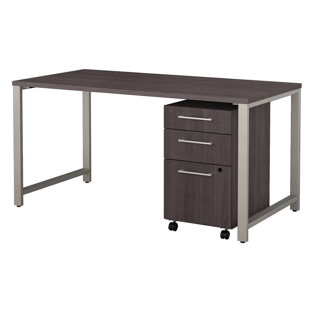 60W x 30D Table Desk with 3 Drawer Mobile File Cabinet, Storm Gray Y34603