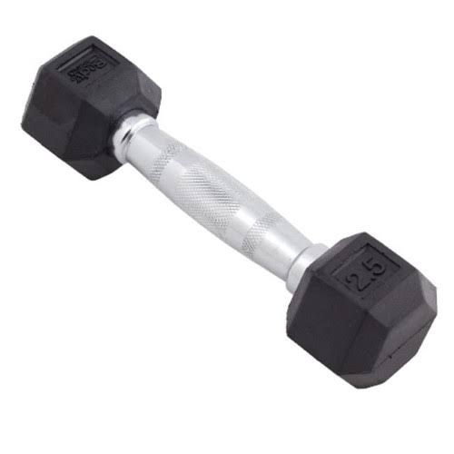 Rubber Encased Hex Dumbbell, 30 lbs, Black G9110