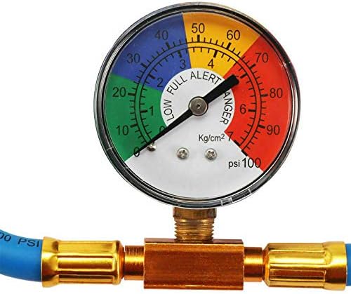 R134A AC Refrigerant Charge Hose Kit with 100PSI Pressure Gauge M501