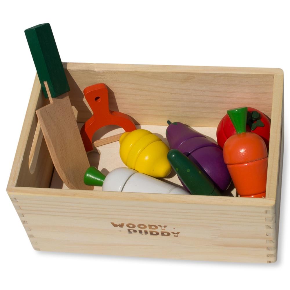 22 Pieces Magnetic Wooden Toy Kitchen Play Set with Vegetables & Knife A505242