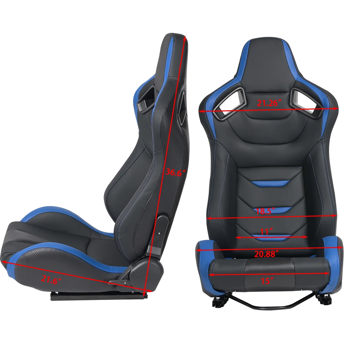 2PCS Universal PVC Leather Racing Seats with Dual Lock Sliders E471