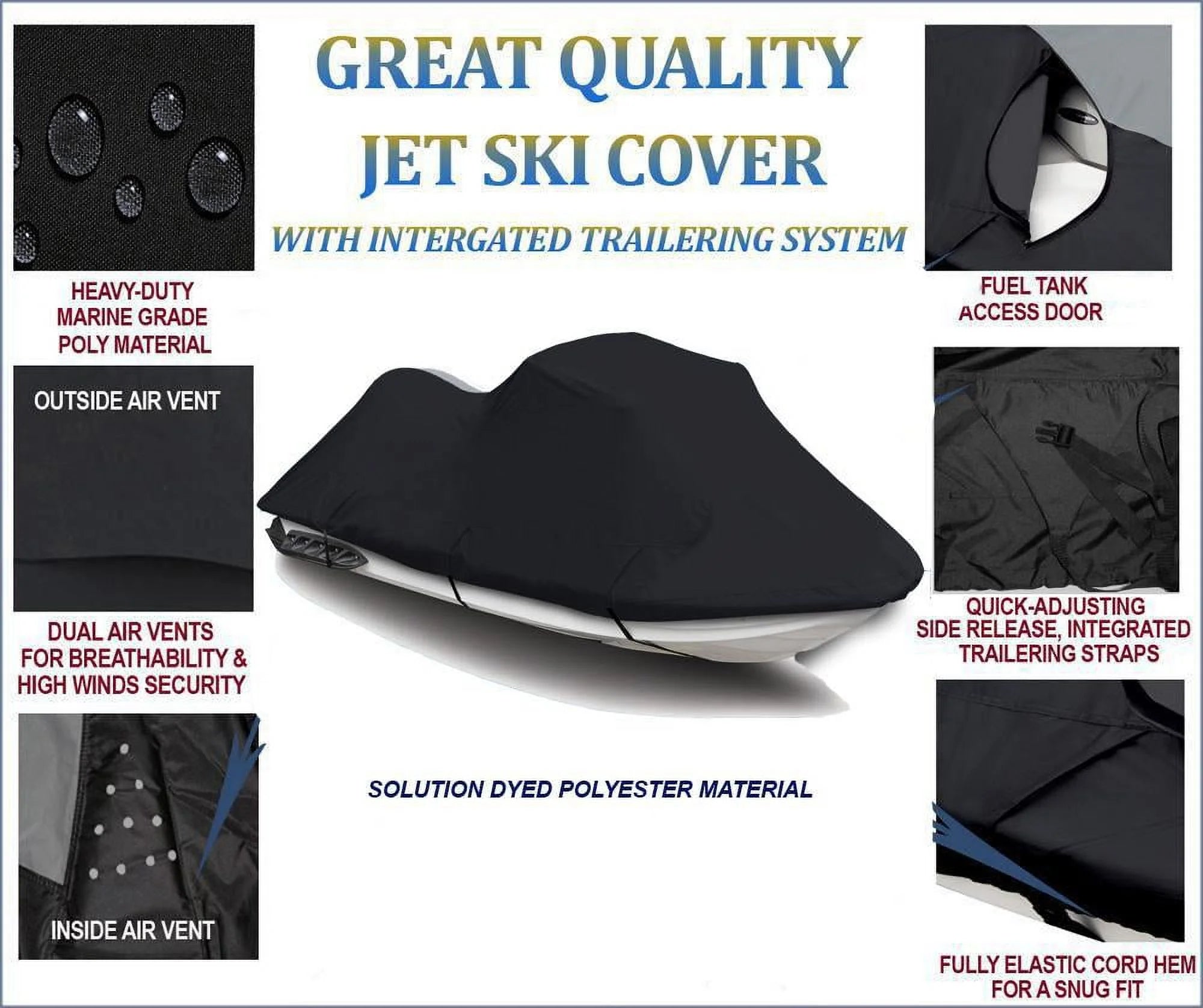 BLACK 600 DENIER JetSki Cover N2160