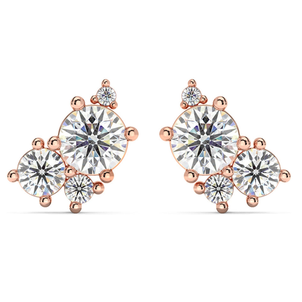 14k Gold Diamond Stud Earrings F619
