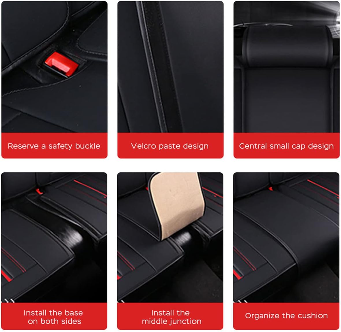 Waterproof PU Leather Car Seat Covers for 5 Seats, Black A60346