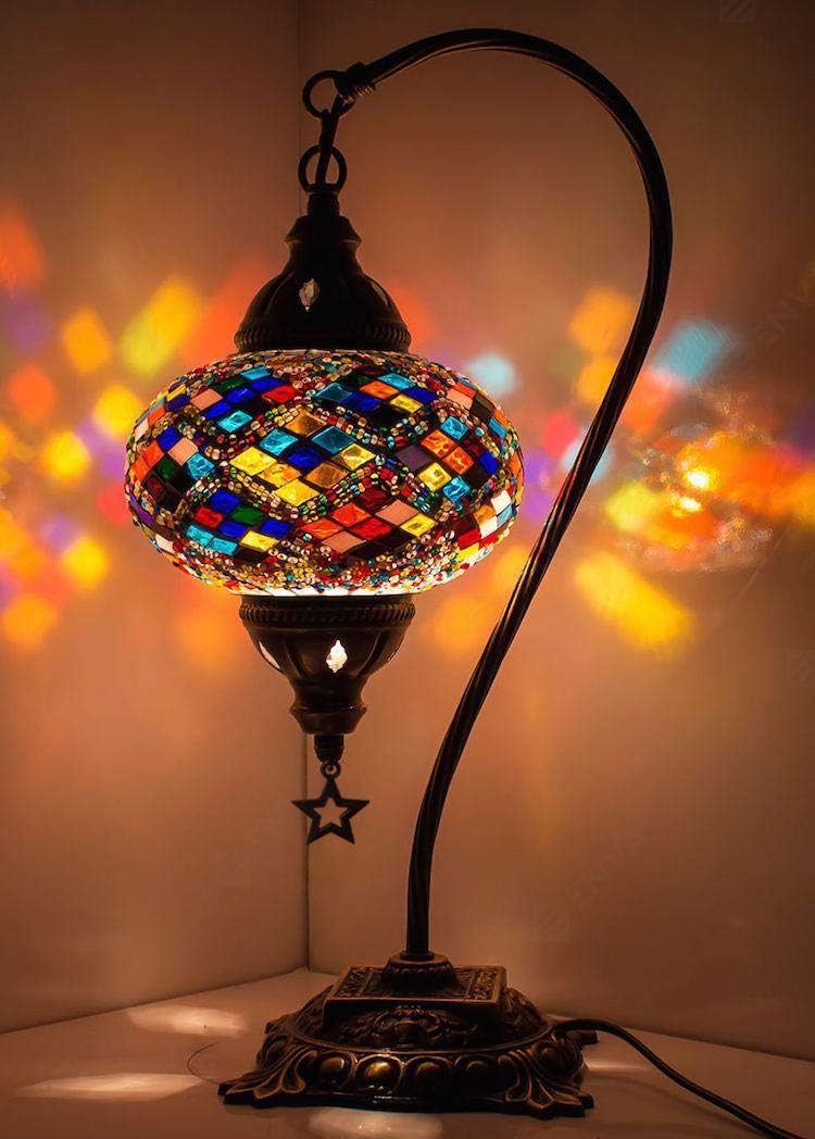Multicolor Mosaic Gooseneck Table Lamp O244739