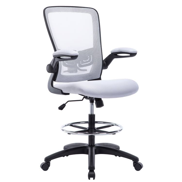 White/Black Mesh Drafting Chair V235741