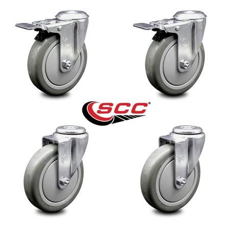Poly Swivel Bolt Hole Caster Set of 4 with 5x22 Gray Wheels T453933