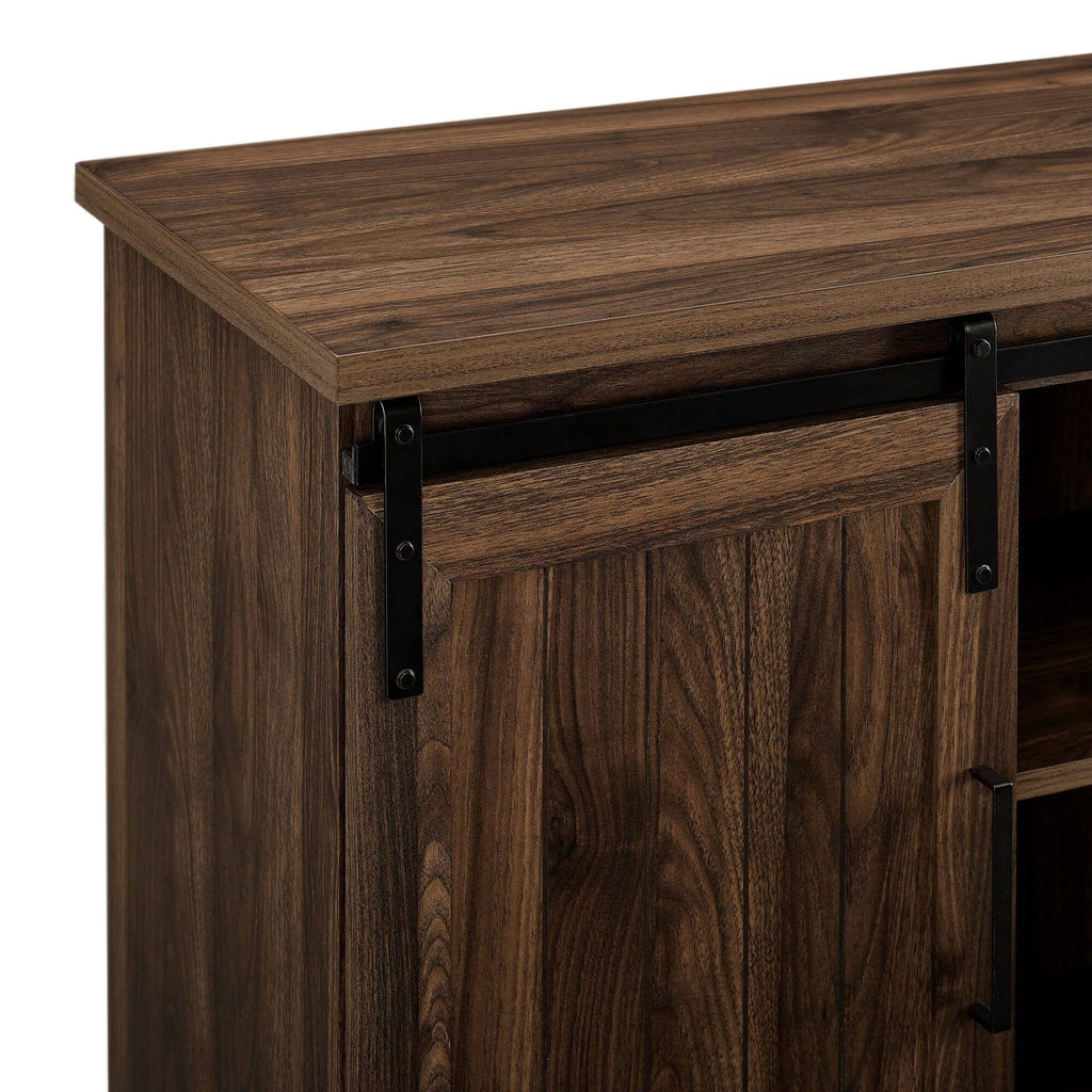 Dark Walnut Sliding Grooved Door TV Console L1180