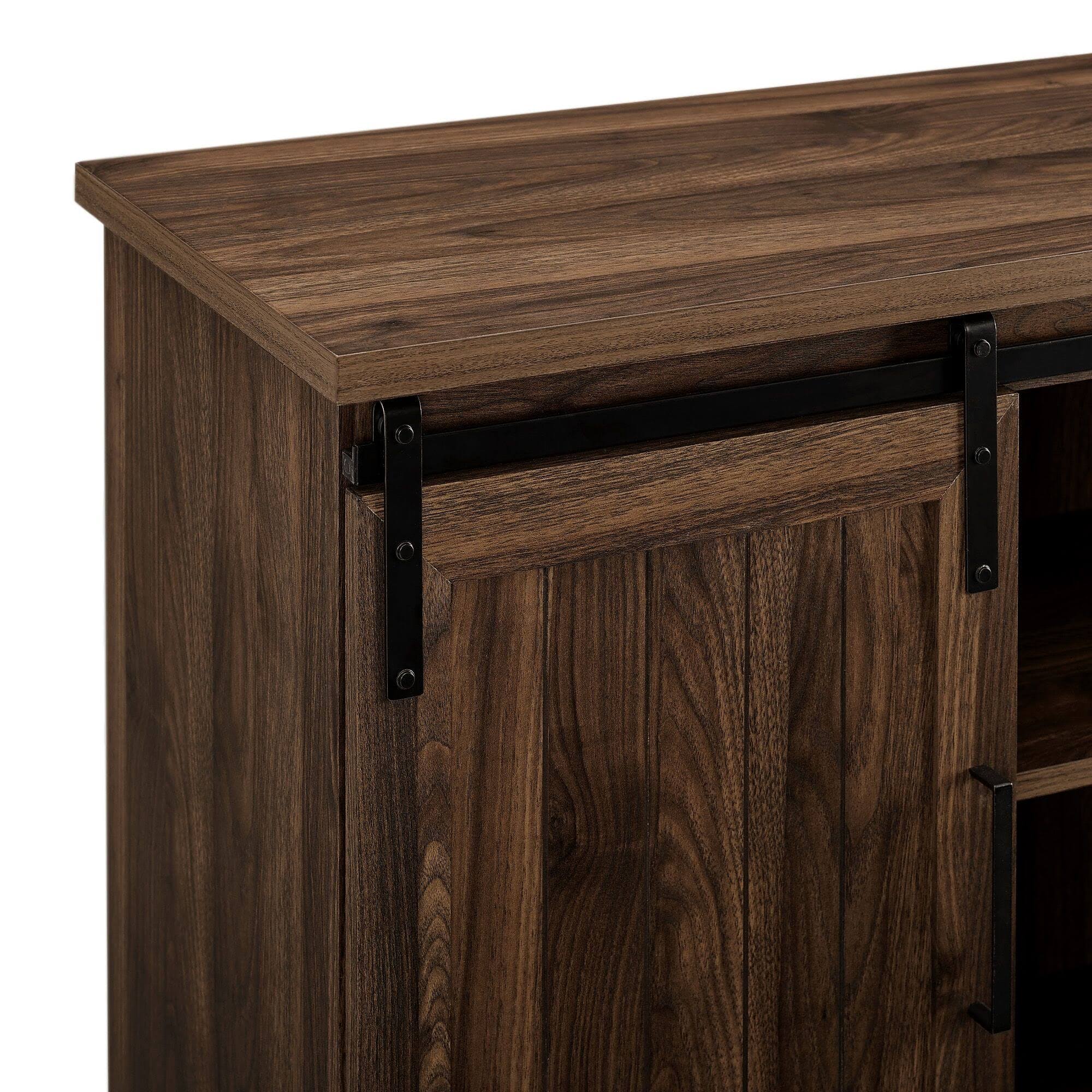 Dark Walnut Sliding Grooved Door TV Console L1180