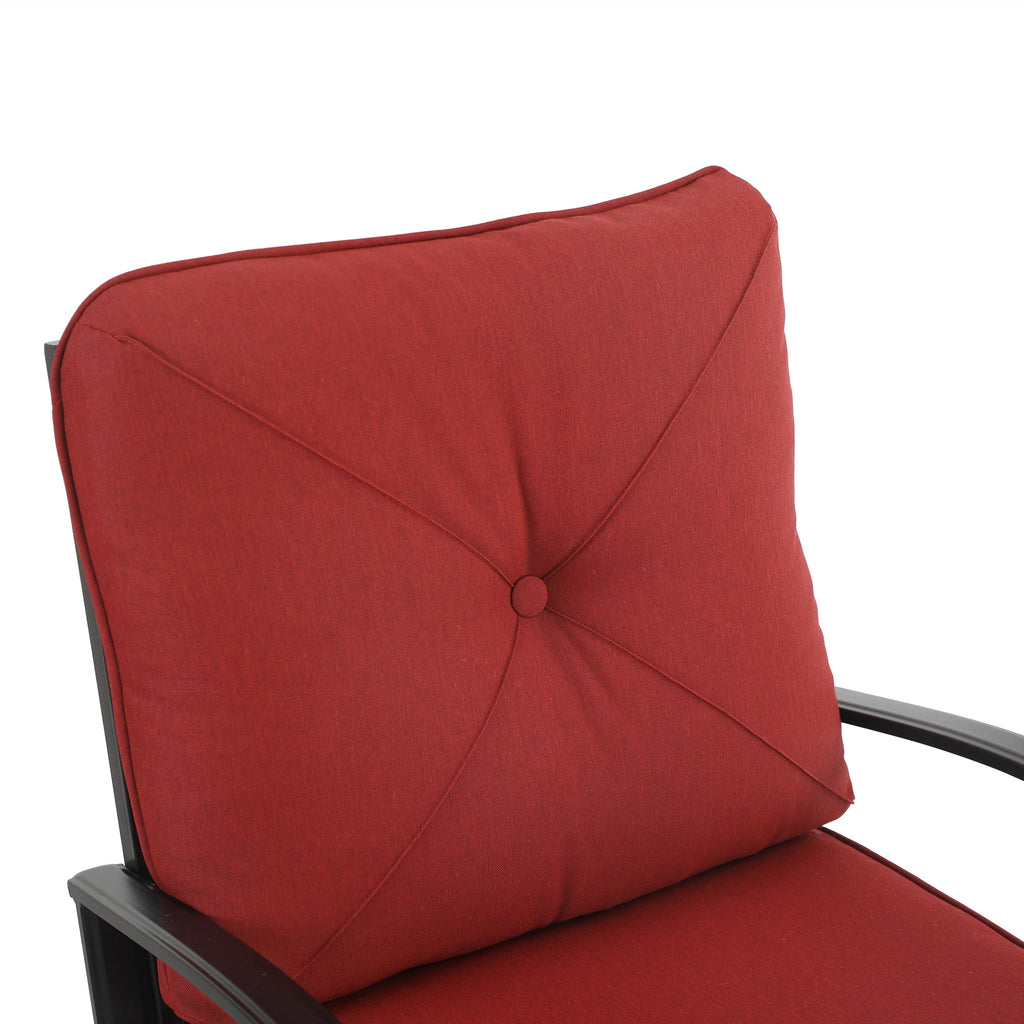Set of 2 Outdoor Dining Chairs with Cushions, Black&Red G281