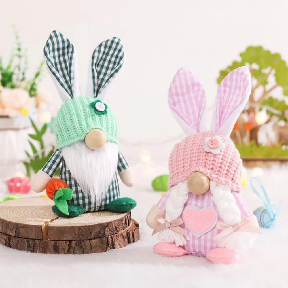 1/2 Pcs Plush Easter Bunny Handmade Swedish Tomte Elf Stuffed Doll Rabbit Ornaments L40186