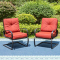 Set of 2 Outdoor Dining Chairs with Cushions, Black&Red G281
