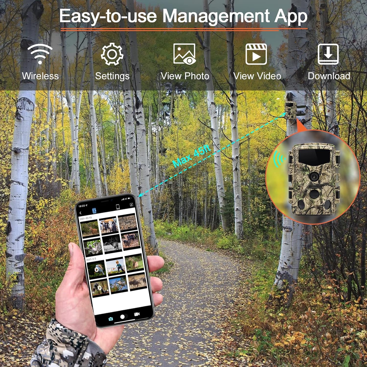 4K 32MP Trail Camera with Low Glow Night Vision N407974