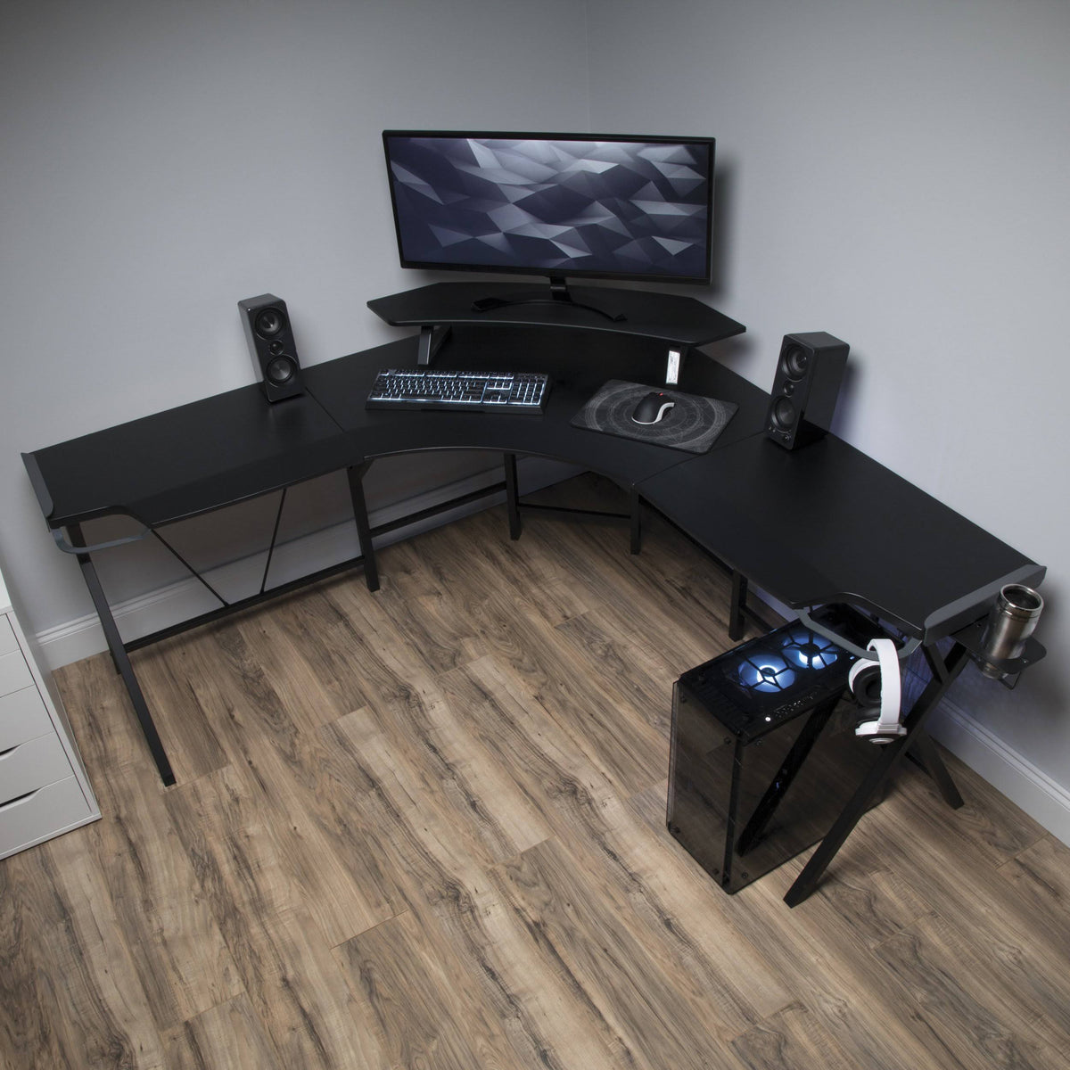 Grey L Shaped Gaming Desk G30107