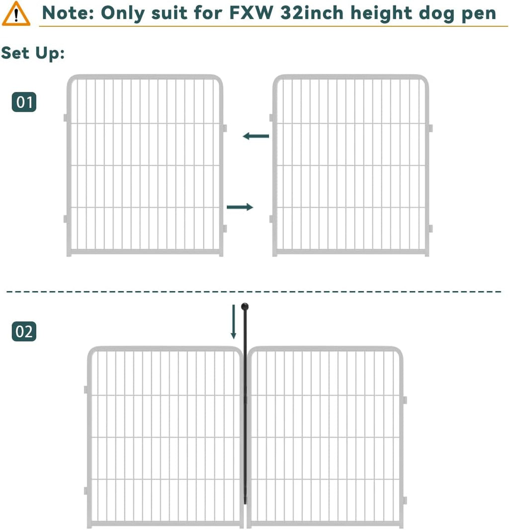 Dog Playpen 32-Inch Height Pet Fence Gate with Doors R838825