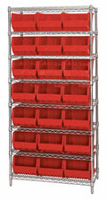 Red 21 Bins Wire Bin Shelving S36076