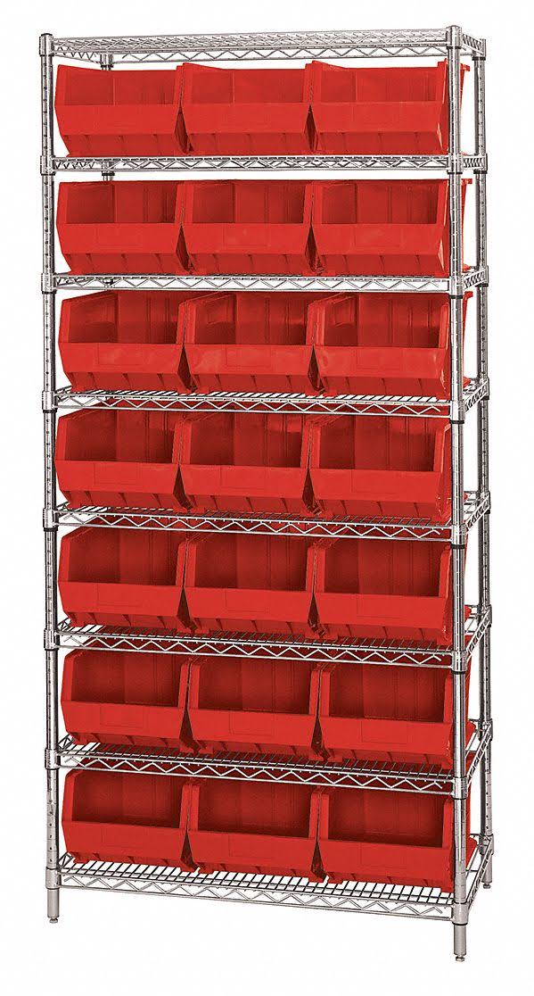 Red 21 Bins Wire Bin Shelving S36076