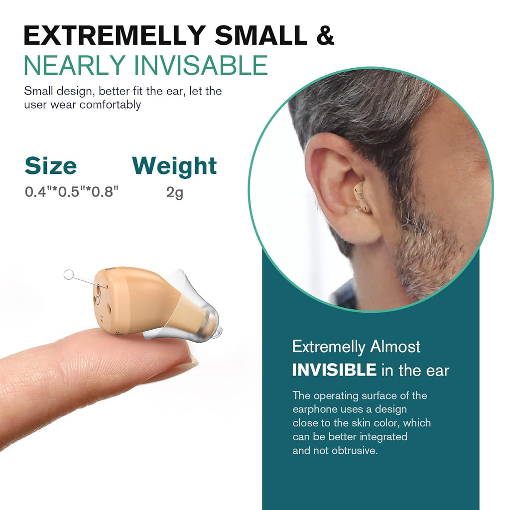Beige Rechargeable Mini Completely-in-Canal Hearing Aid, Pair O151585