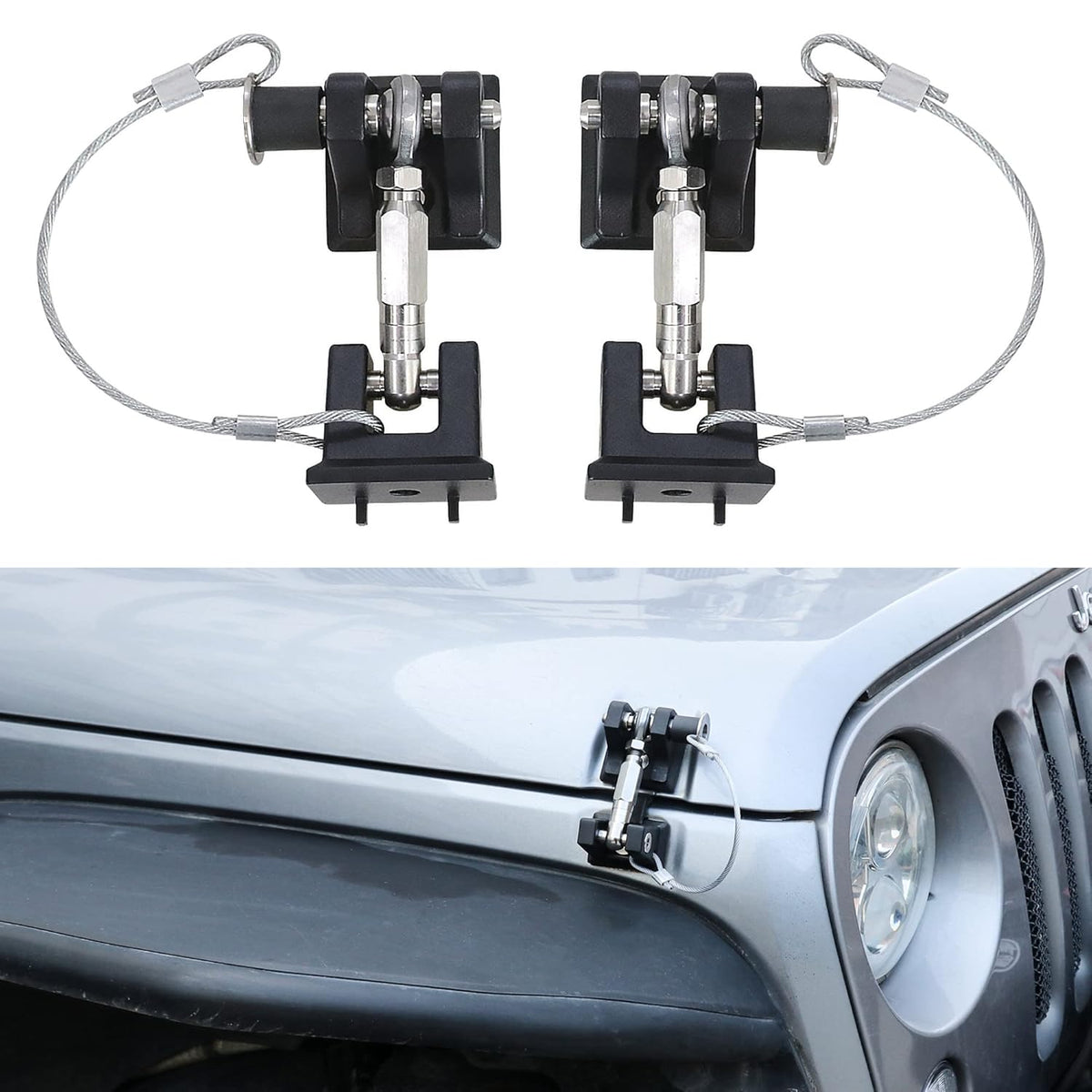 Aluminum Locking Hood Latch Kit for Jeep Wrangler JK, 1 Pair Pack of 2 R379507