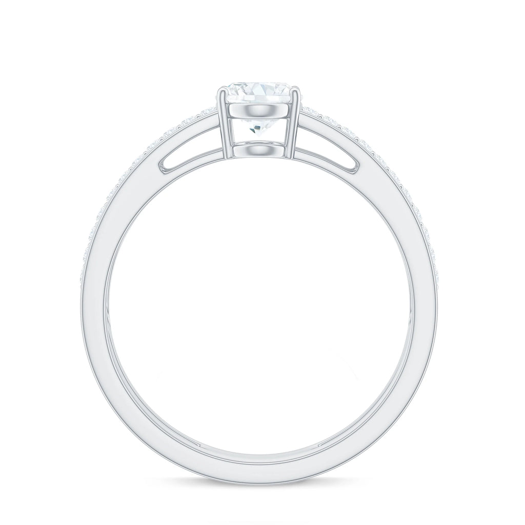 Oval Cut Moissanite Solitaire Double Band Ring, 925 Sterling Silver X374