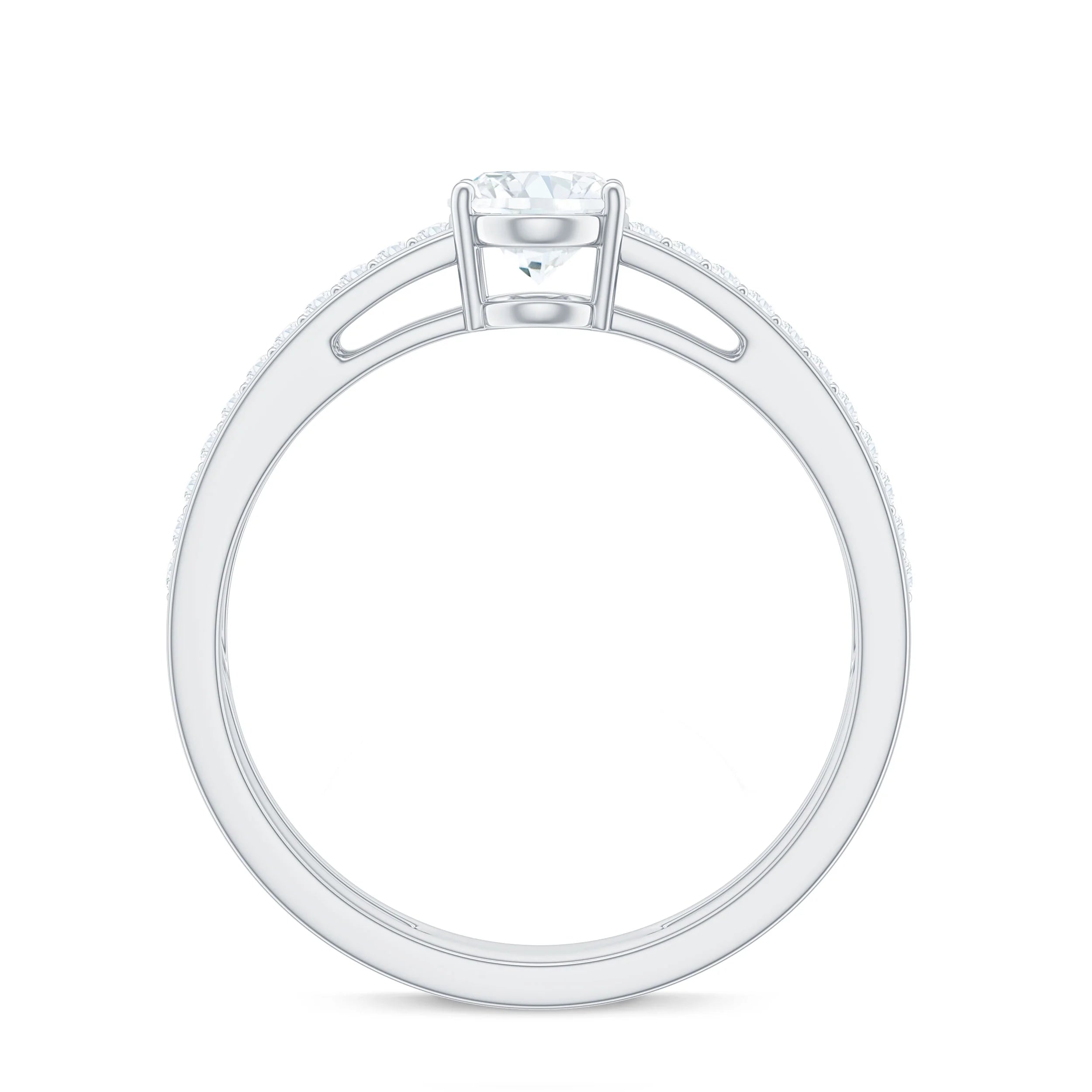 Oval Cut Moissanite Solitaire Double Band Ring, 925 Sterling Silver X374