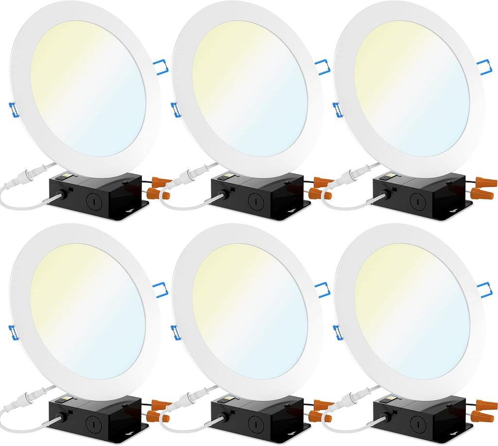 6 Pack 6 Inch Ultra Thin LED Recessed Ceiling Lights, 3000K Warm White, Dimmable 14W Q472