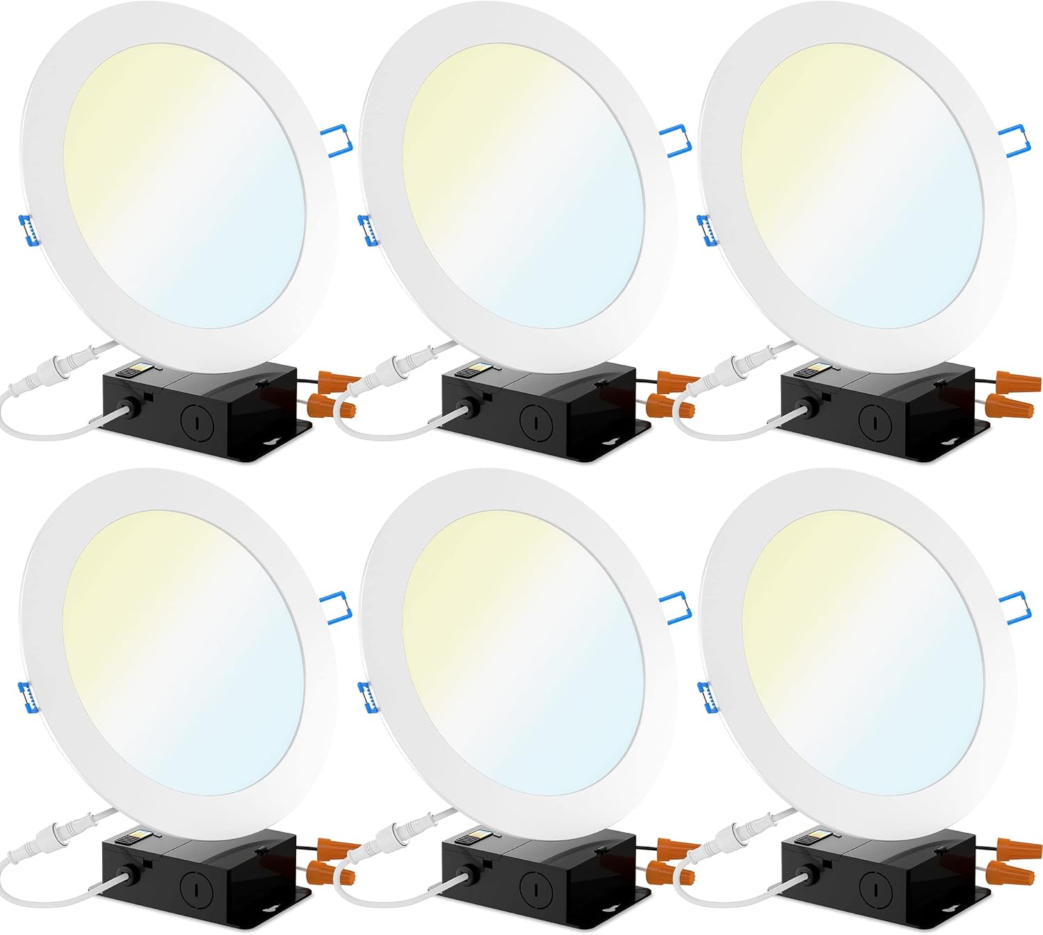 6 Pack 6 Inch Ultra Thin LED Recessed Ceiling Lights, 3000K Warm White, Dimmable 14W Q472