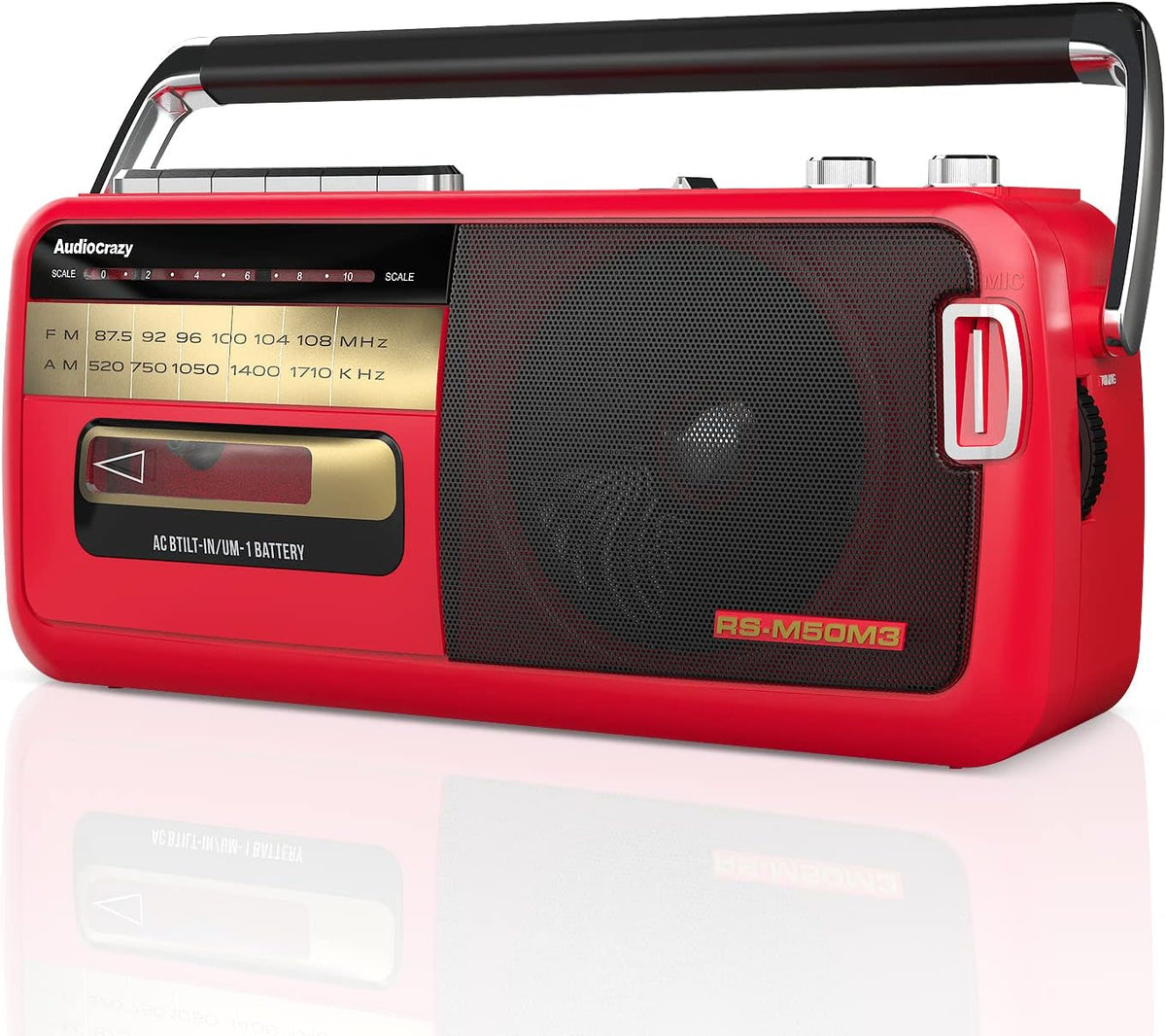 Retro Boombox Cassette Player AM/FM Radio Stereo, Wireless Streaming, USB Slot, 3.5mm Headphone Jack, Cassette Recorder with Built-in Microphone, Convert Cassettes to USB (Red) Pack of 2 D8396