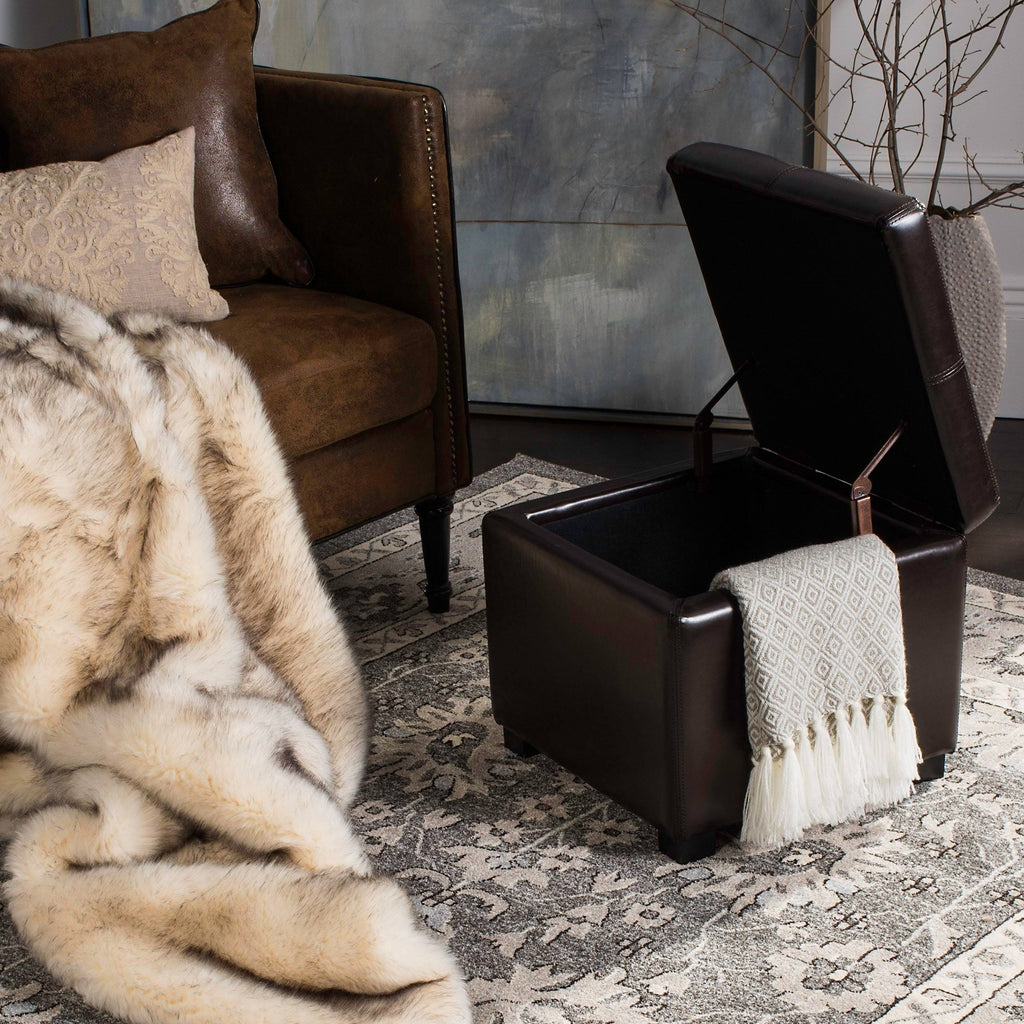Brown Square Ottoman T81435
