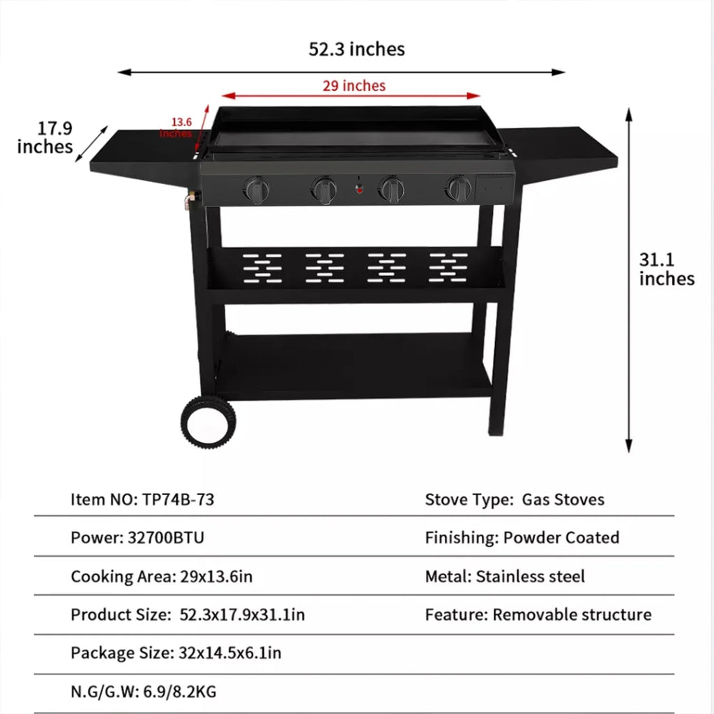 Black 4-Burner Propane Gas Grill L428741