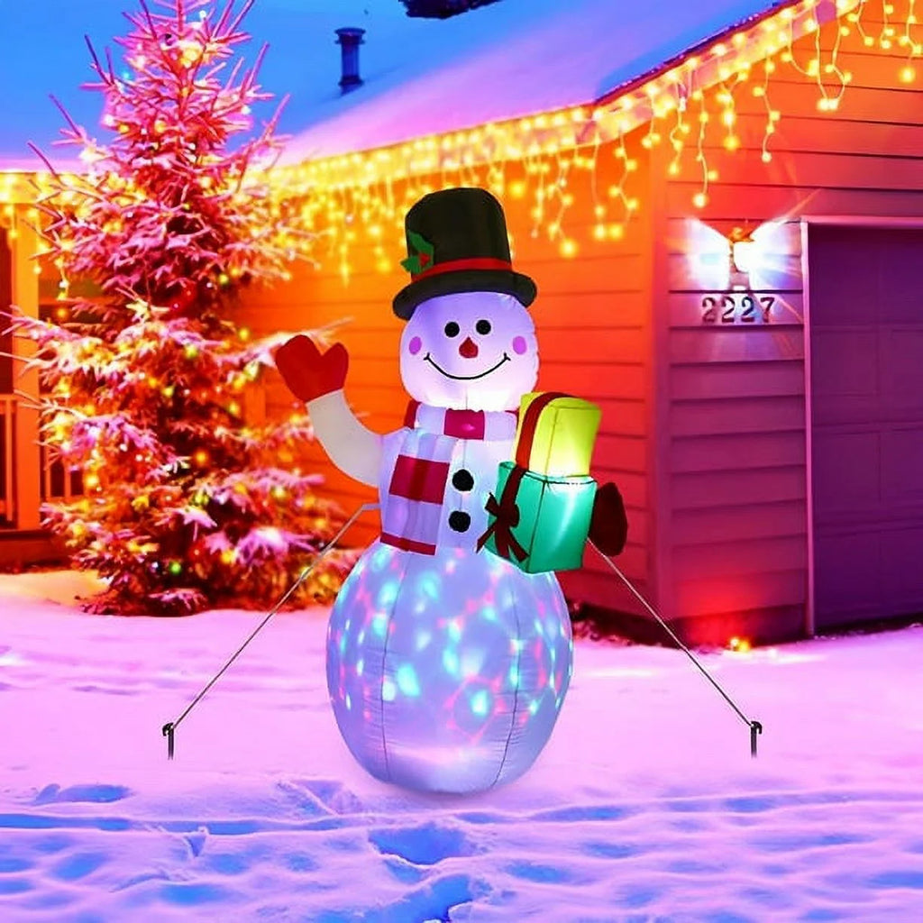 Snowman Christmas Inflatables with Rotating LED Lights J1206