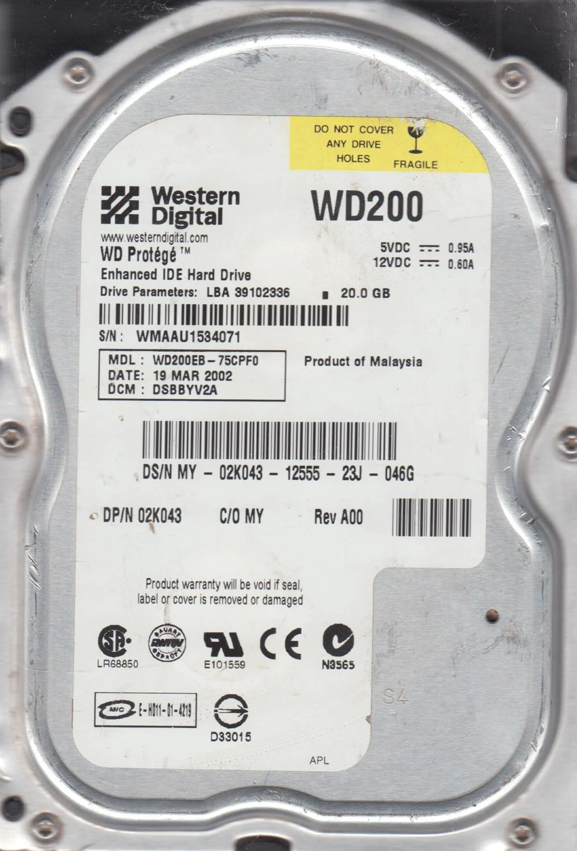 20GB IDE 3.5 Hard Drive Z786467