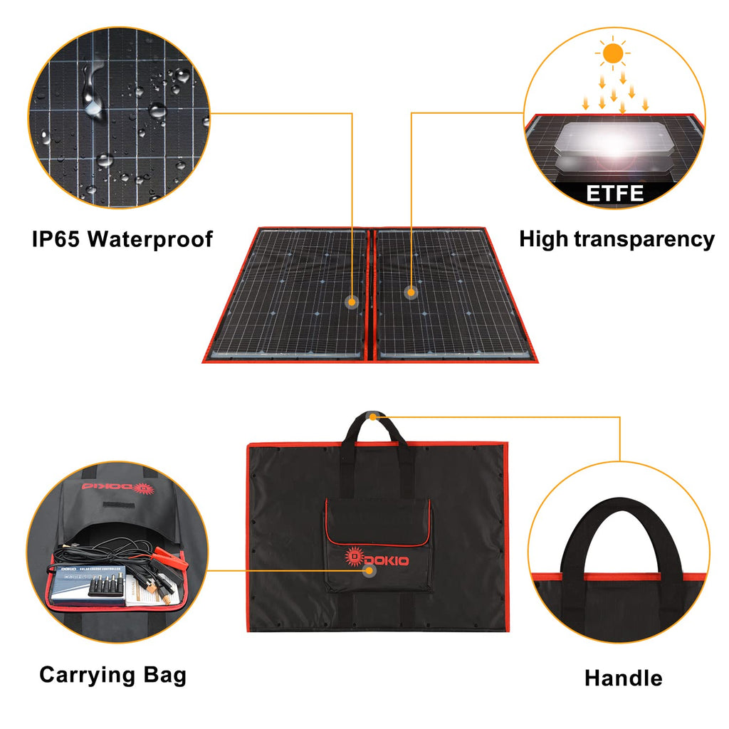 110w 18v Portable Foldable Solar Panel Kit with Controller 2 Usb Output D407138