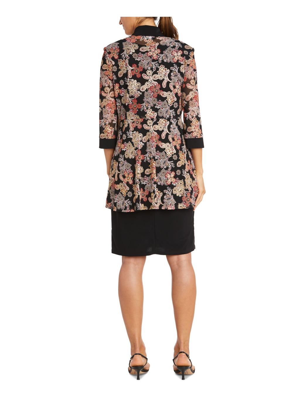 Black Stretch Printed Sleeveless Scoop Neck Evening Shift Dress Plus 20W U6018