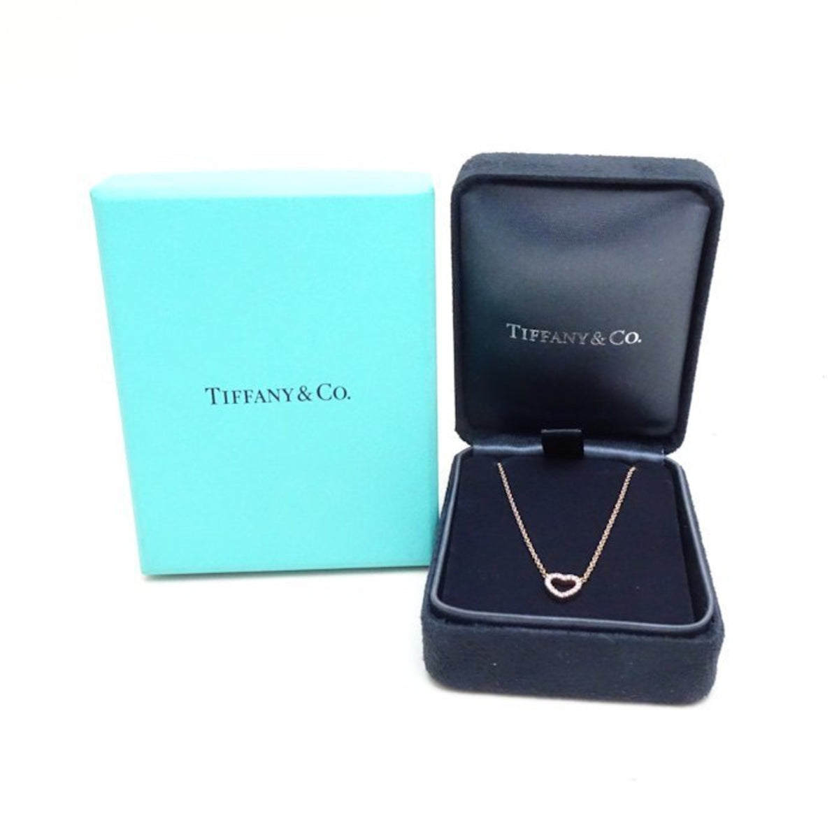 Tiffany Metro Heart Necklace Diamond Pink Gold Rose S299833