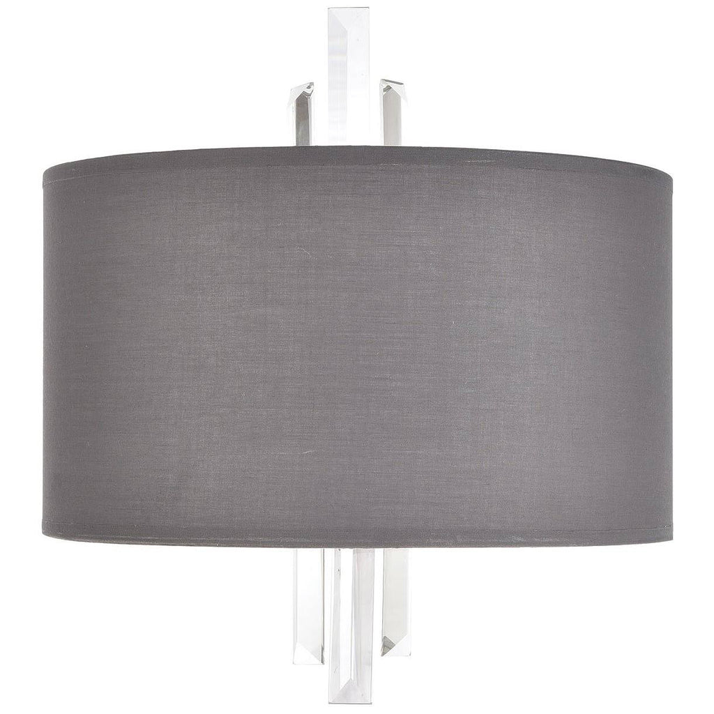 2-Light Sconce in Satin Nickel with Graphite Fabric H390