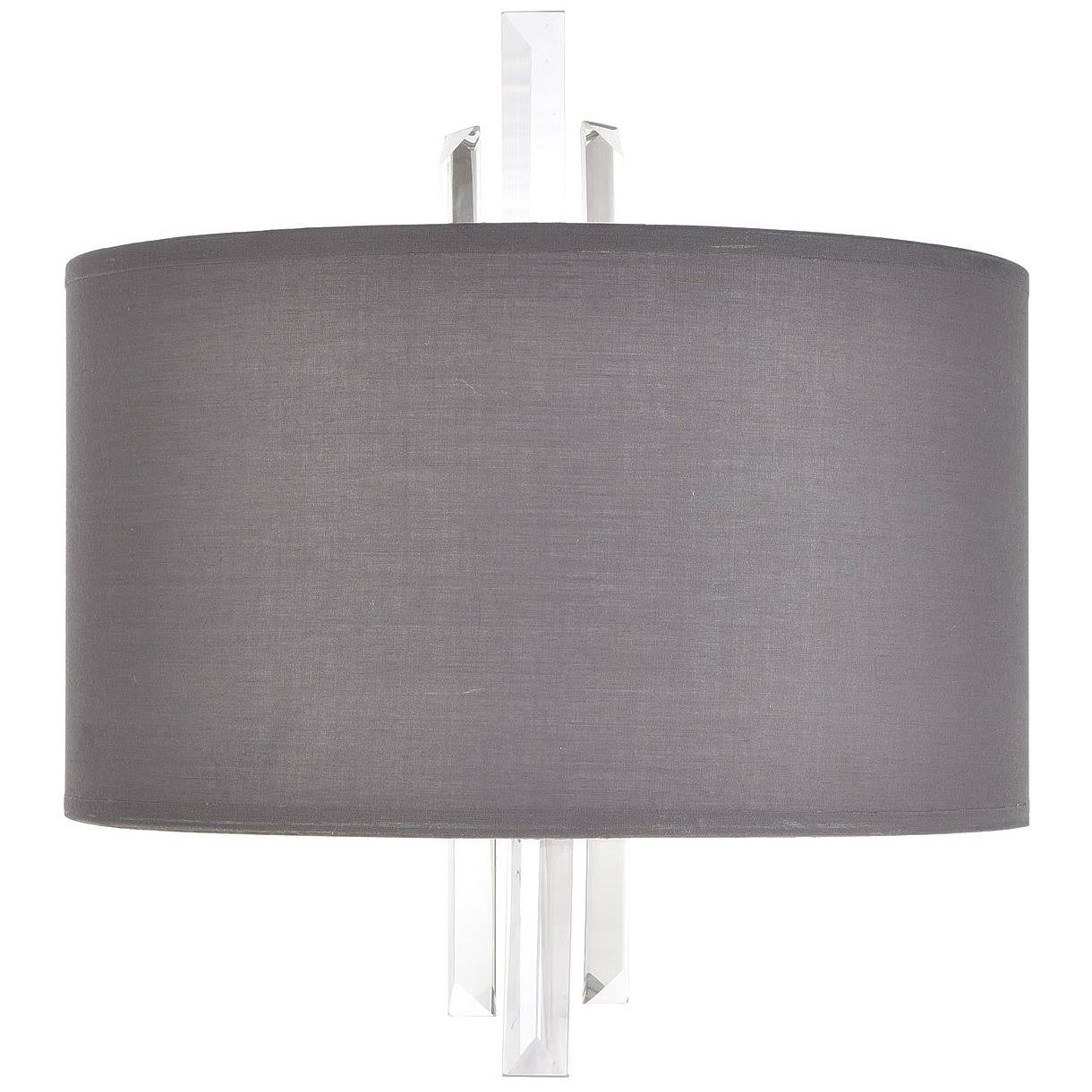 2-Light Sconce in Satin Nickel with Graphite Fabric H390