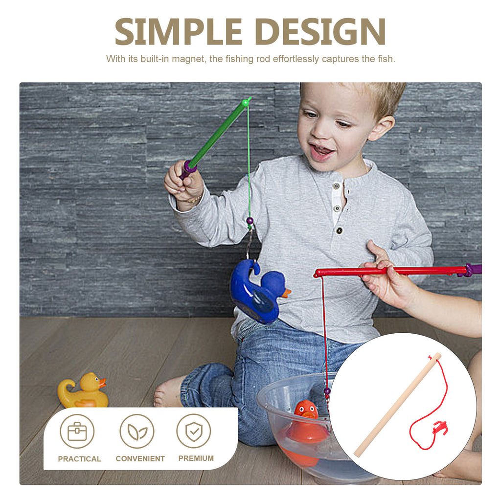 4pcs Wooden Magnetic Fishing Rod Toys L41399