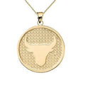 10K Gold Taurus Zodiac Disc Pendant Necklace with 20" chain F89833
