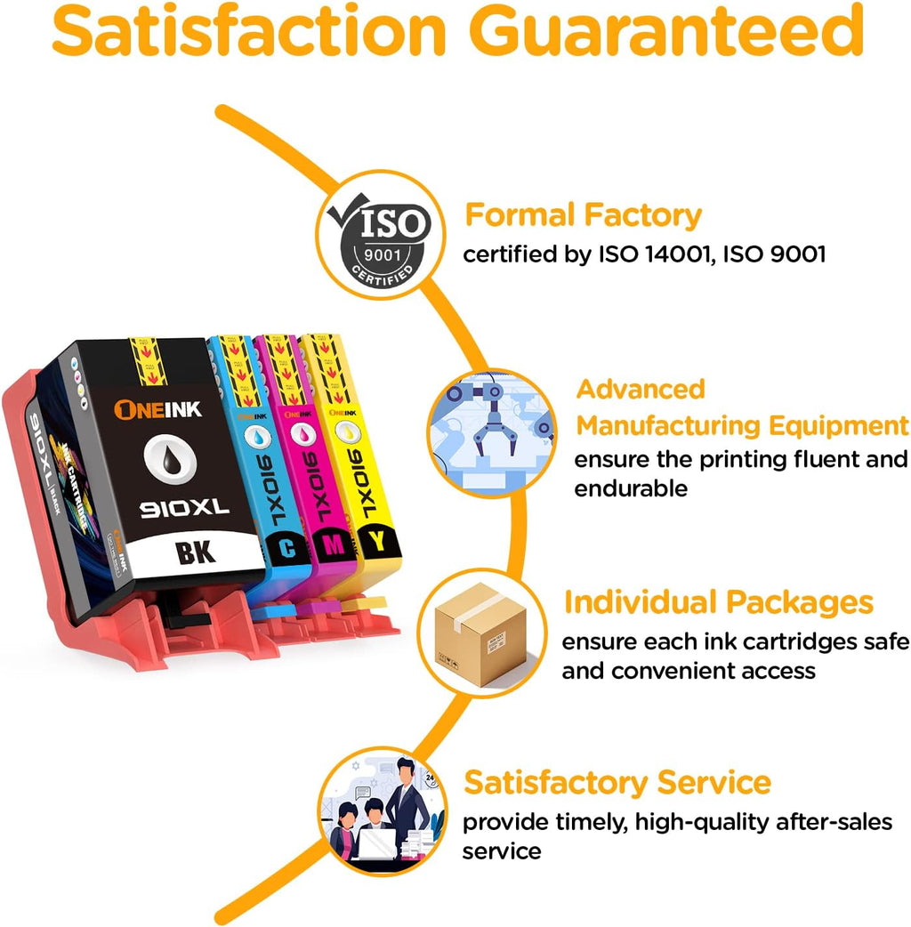 4Packs Ink Cartridges for HP Officejet Pro Printers (BK/C/M/Y) J198